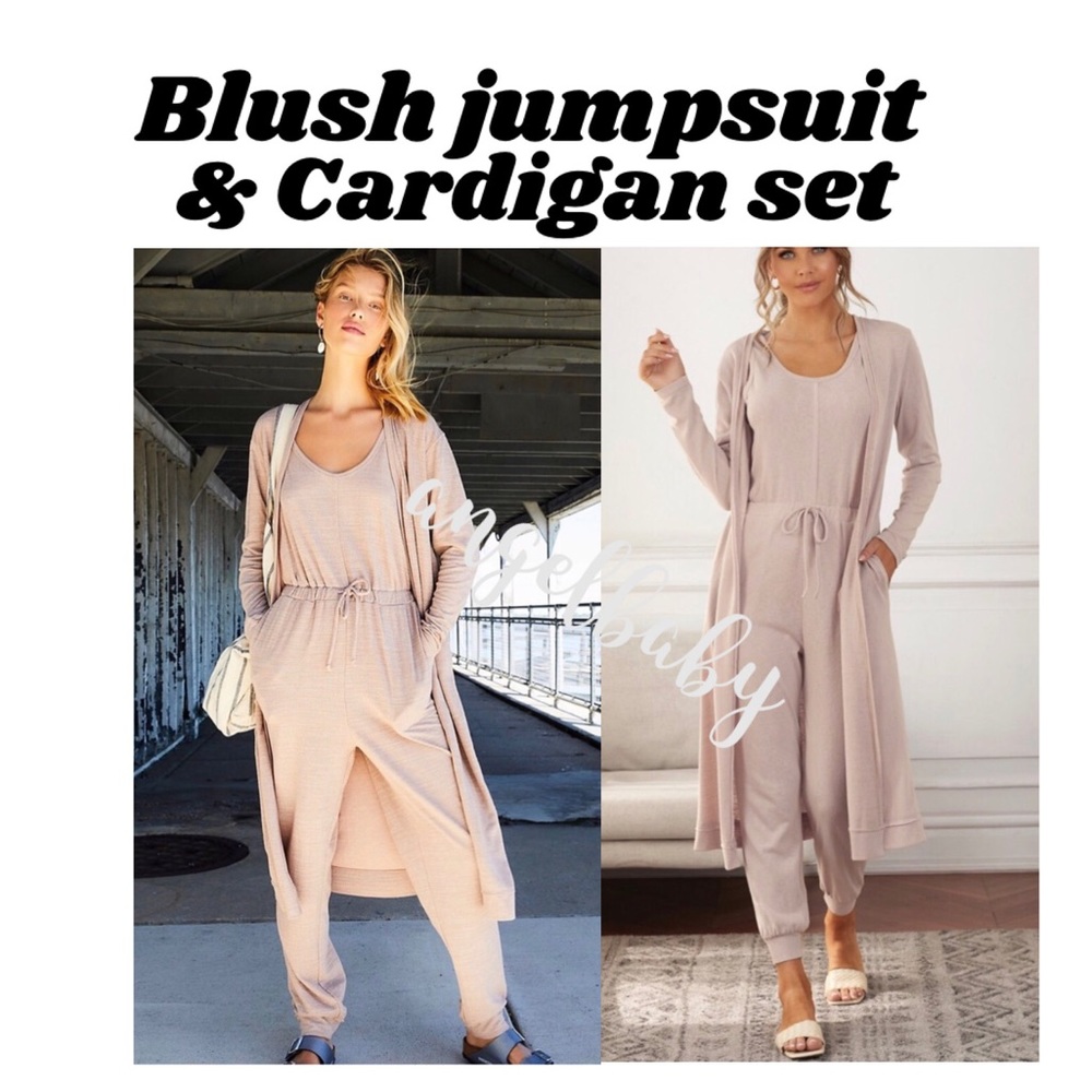 Blush Jumpsuit & Cardigan Lounge Set! - Picture 15 of 16